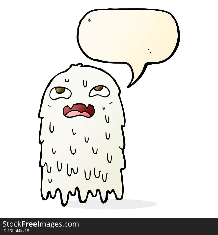 Gross Cartoon Ghost With Speech Bubble