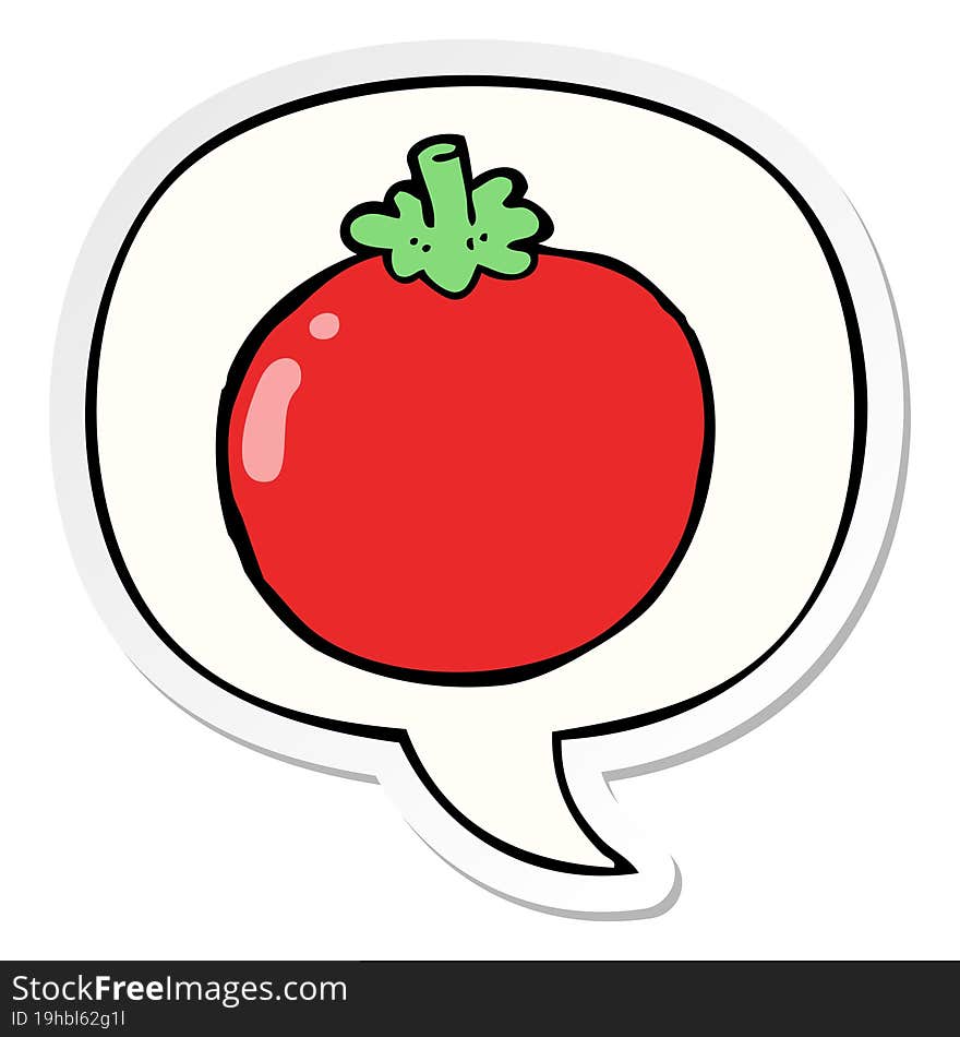 cartoon tomato and speech bubble sticker