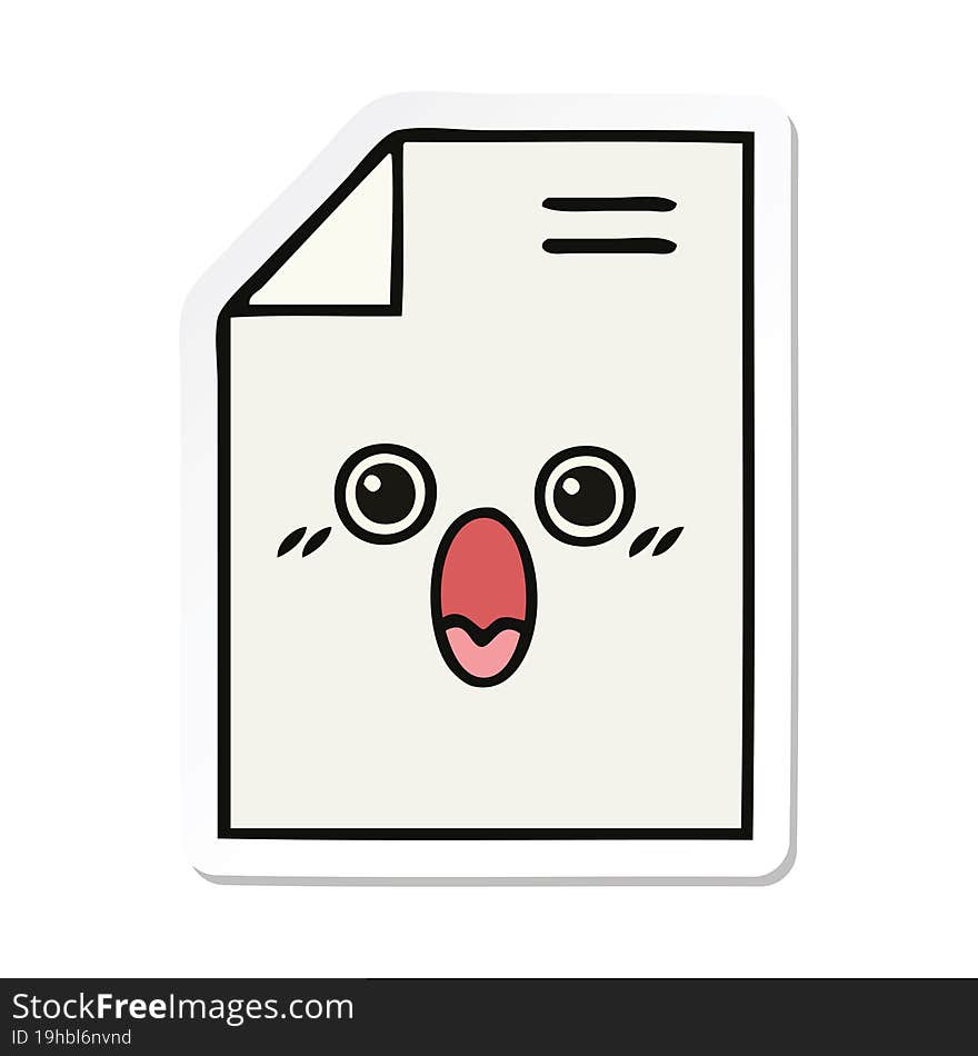 sticker of a cute cartoon shocked paper document