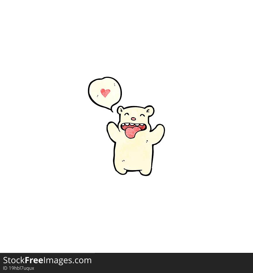 Cartoon Little Polar Bear In Love