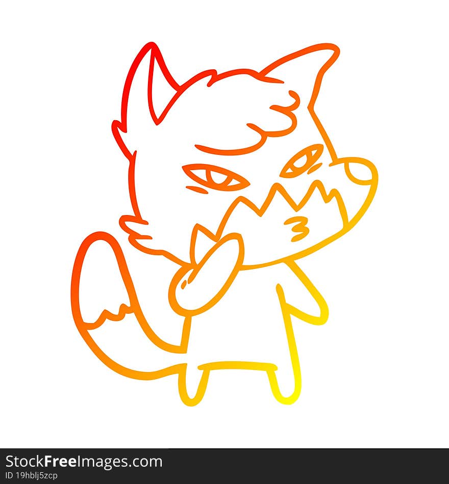 warm gradient line drawing clever cartoon fox