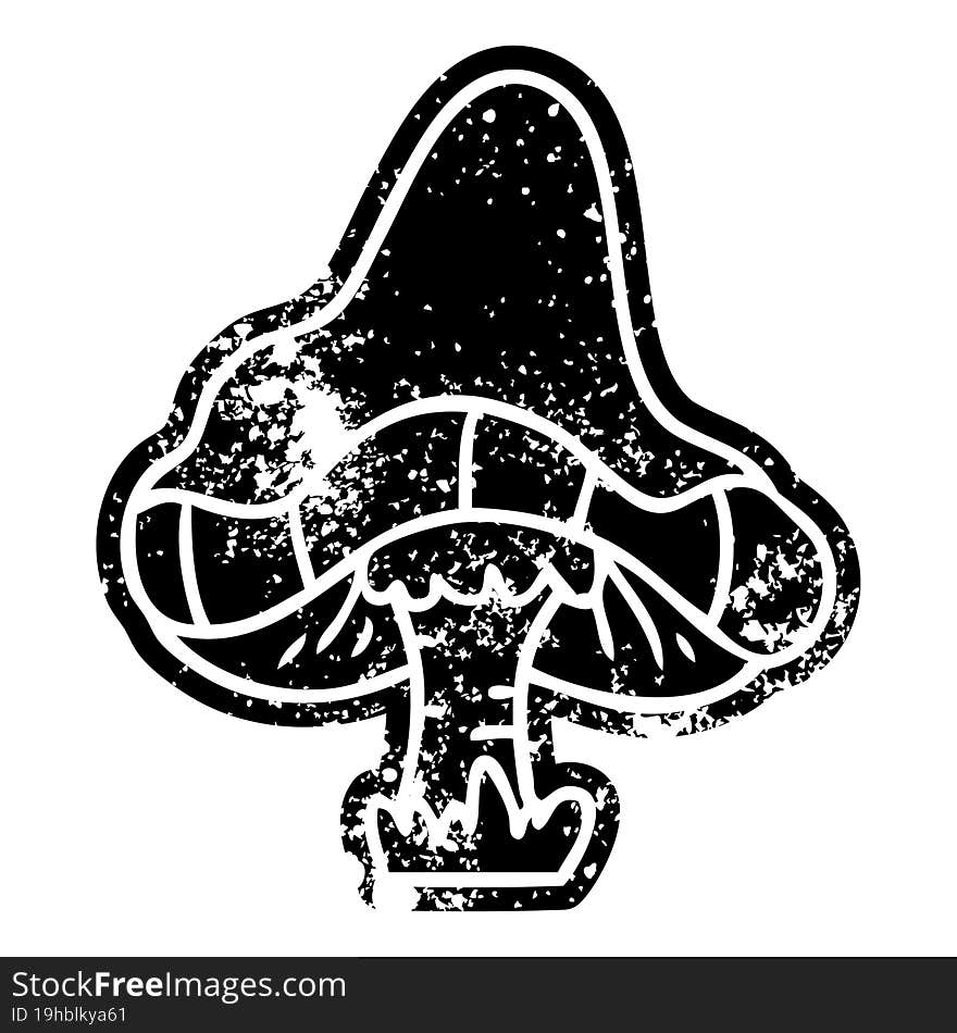 grunge icon drawing of a single mushroom