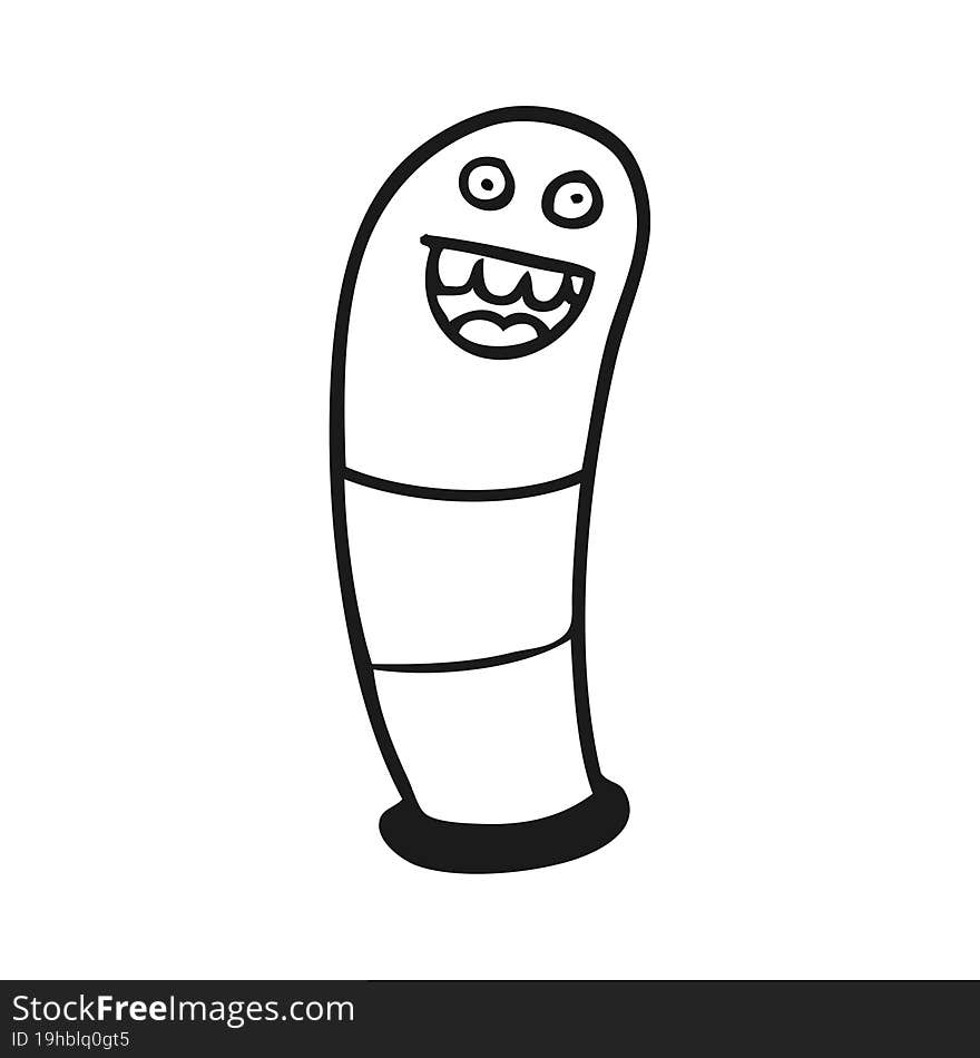 black and white cartoon worm