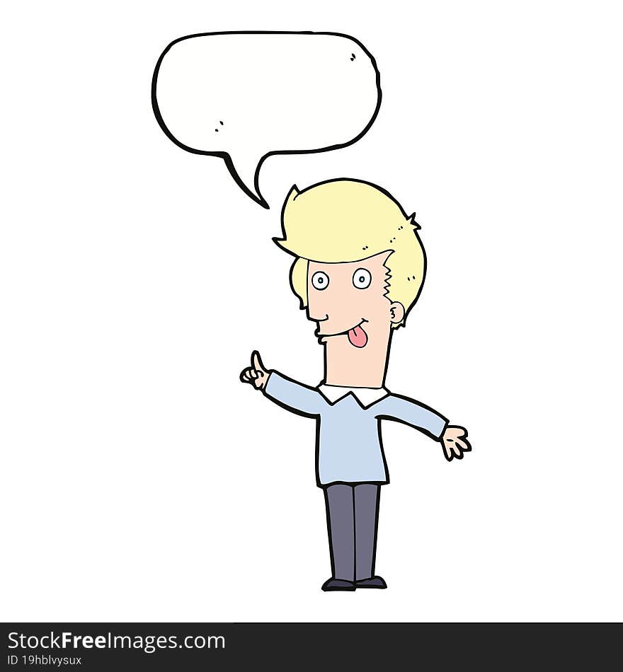 Cartoon Funny Man With Idea With Speech Bubble