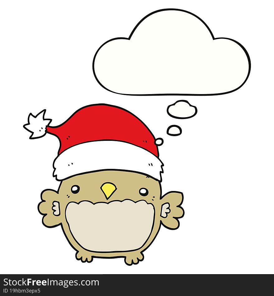 Cute Christmas Owl And Thought Bubble