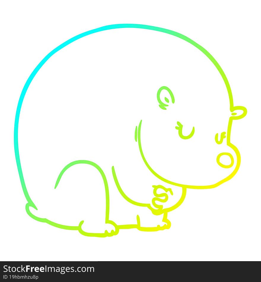 Cold Gradient Line Drawing Cute Cartoon Polar Bear