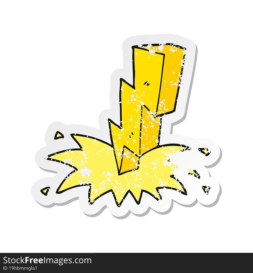 Retro Distressed Sticker Of A Cartoon Lightning Bolt