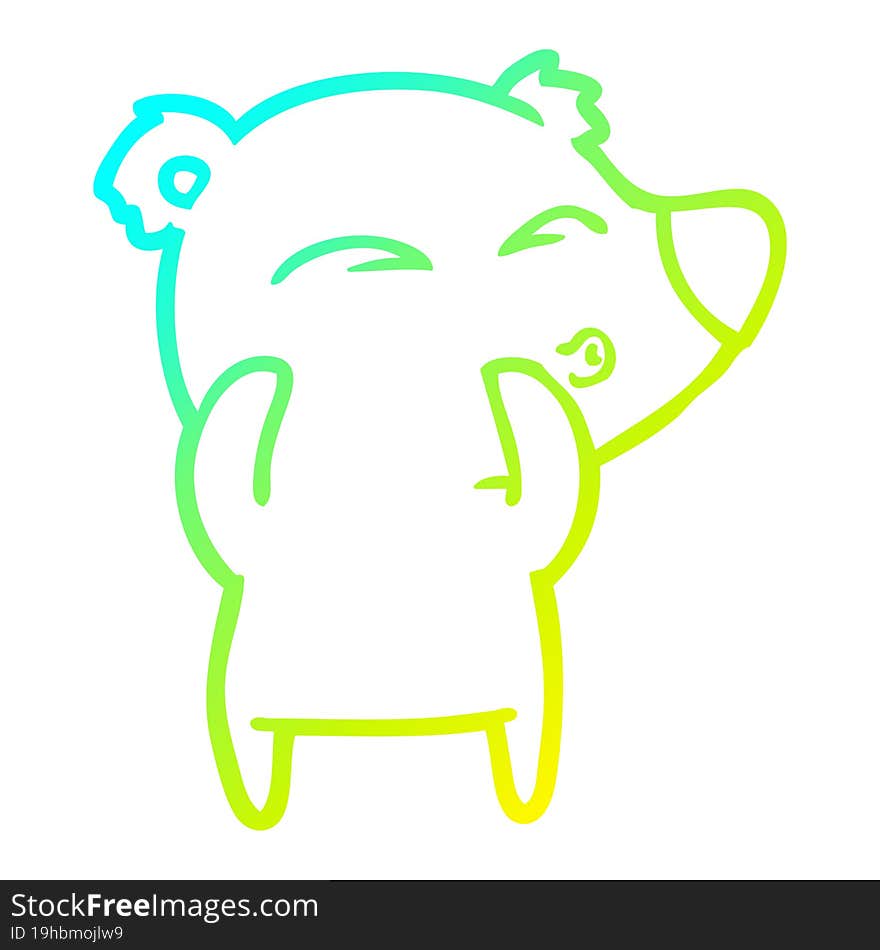 cold gradient line drawing cartoon whistling bear