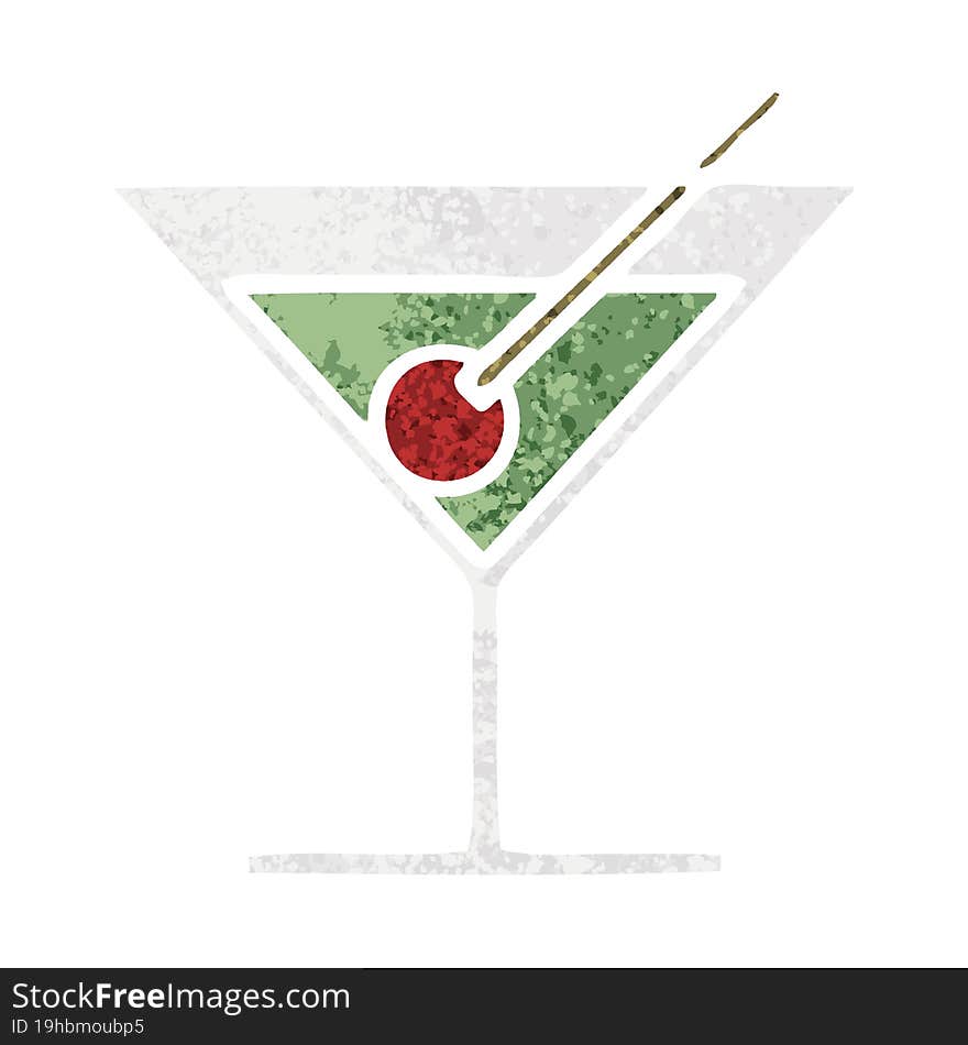 retro illustration style cartoon fancy cocktail