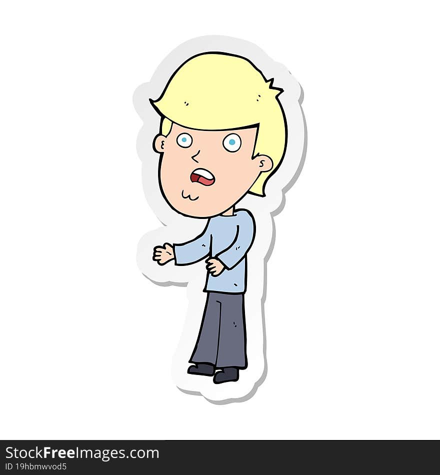 sticker of a cartoon shocked man