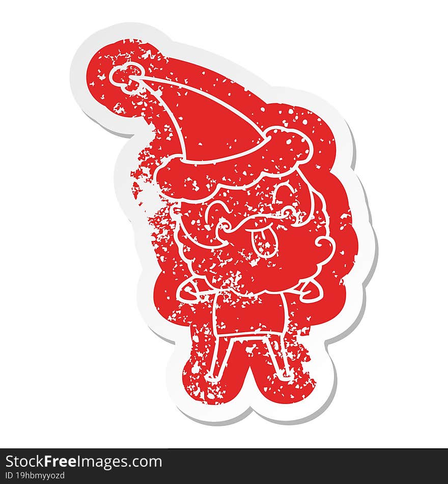 Man With Beard Sticking Out Tongue Wearing Santa Hat