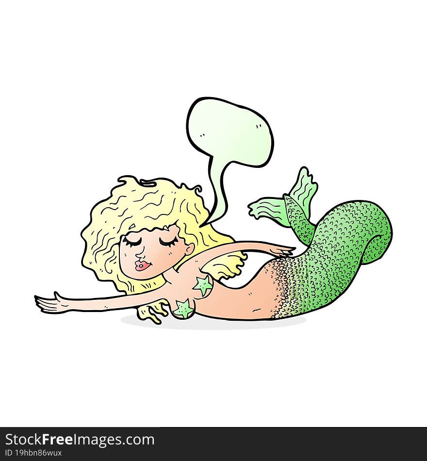 cartoon mermaid with speech bubble