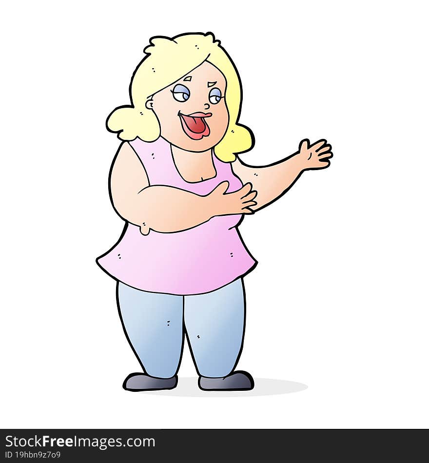 Cartoon Happy Fat Woman