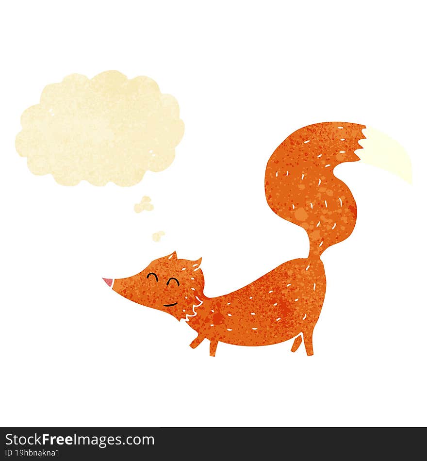 cartoon little fox with thought bubble