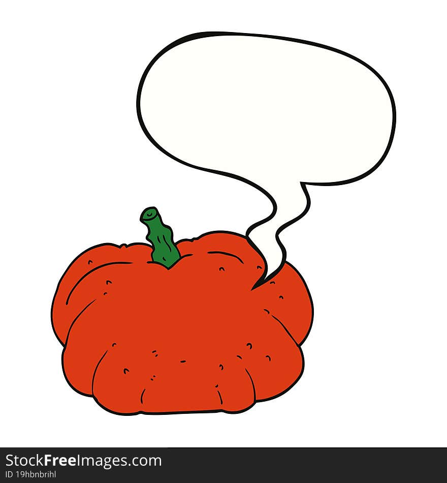 Cartoon Pumpkin And Speech Bubble