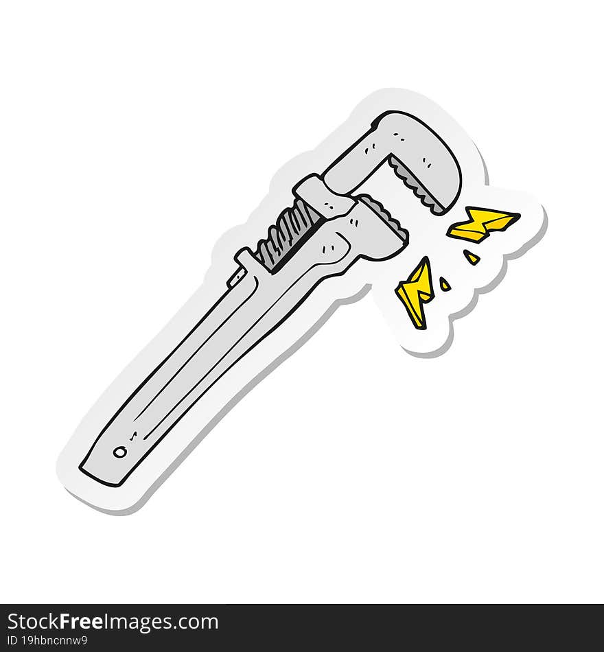 sticker of a cartoon adjustable wrench