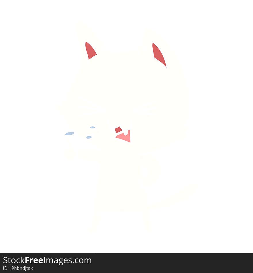 Flat Color Style Cartoon Cat Hissing