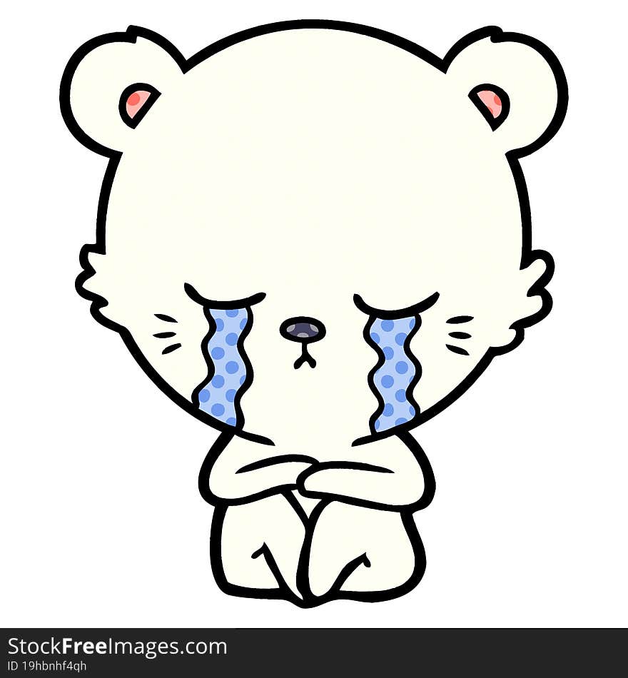 crying cartoon polarbear. crying cartoon polarbear