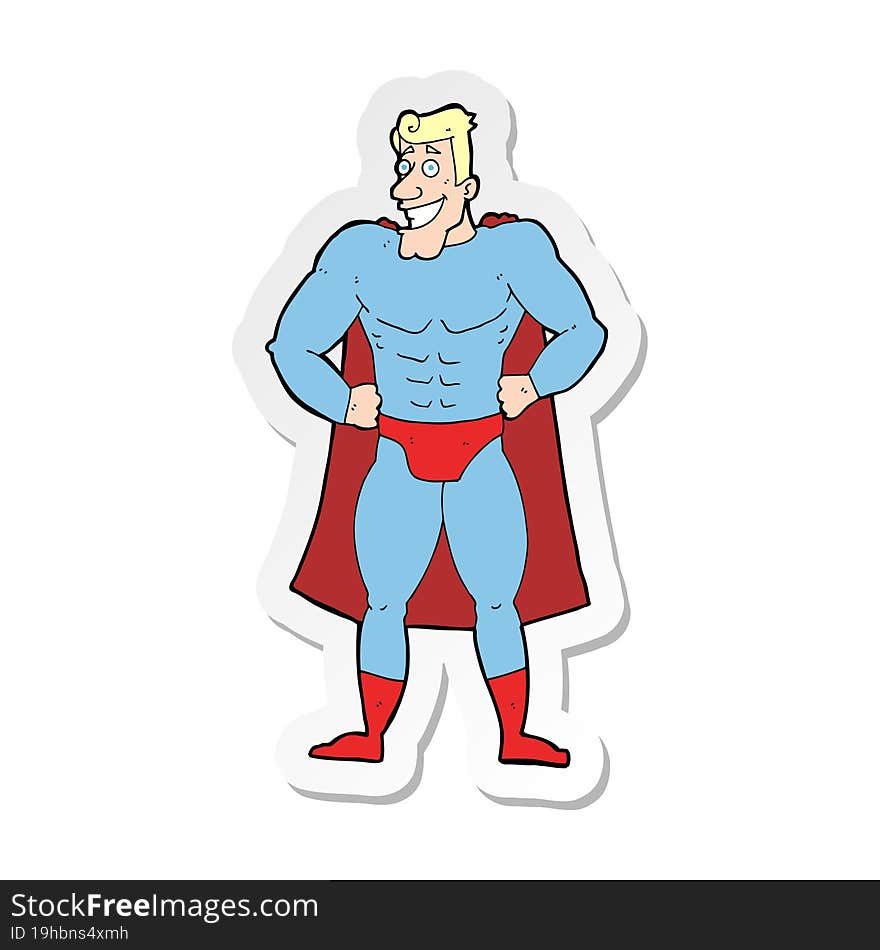 sticker of a cartoon superhero