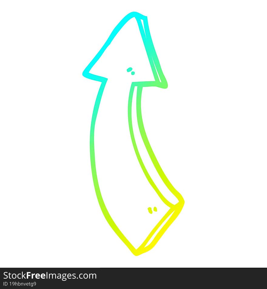 cold gradient line drawing cartoon pointing arrow