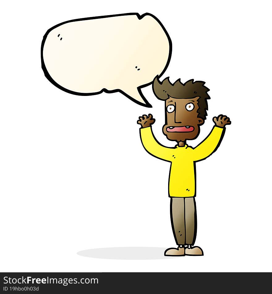 cartoon stressed man with speech bubble