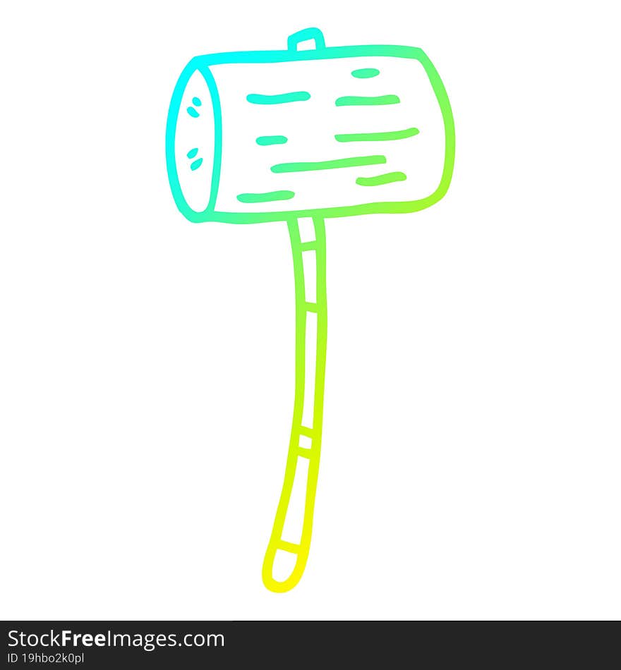 cold gradient line drawing cartoon wood mallet