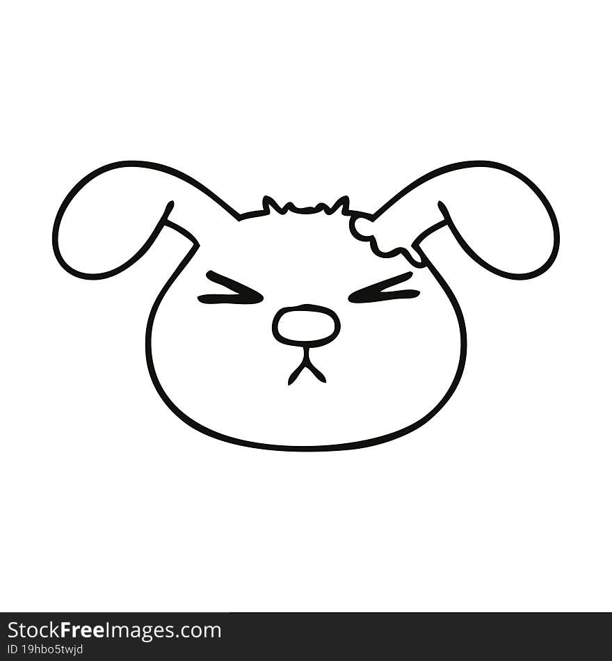 line drawing quirky cartoon dog face. line drawing quirky cartoon dog face