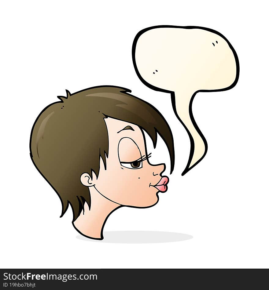 cartoon pretty woman with speech bubble