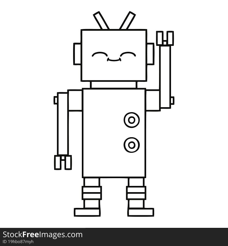 Line Drawing Cartoon Robot