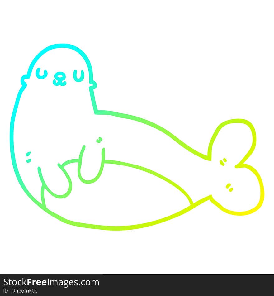 cold gradient line drawing cartoon seal