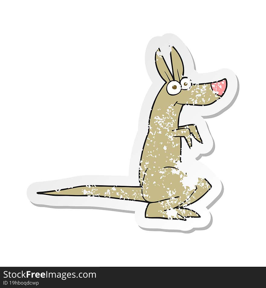 Retro Distressed Sticker Of A Cartoon Kangaroo