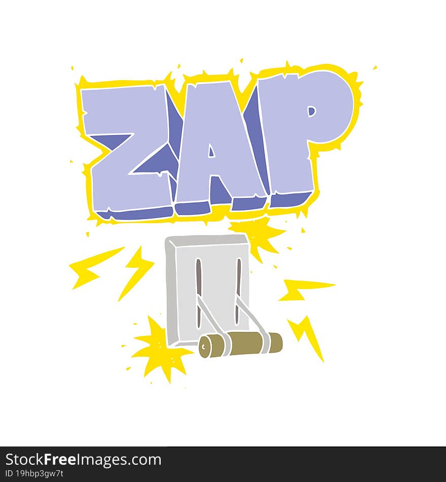 flat color illustration of a cartoon electrical switch zapping