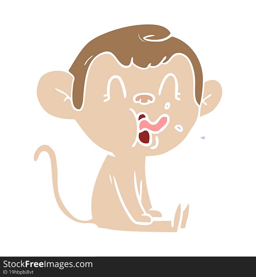 crazy flat color style cartoon monkey sitting