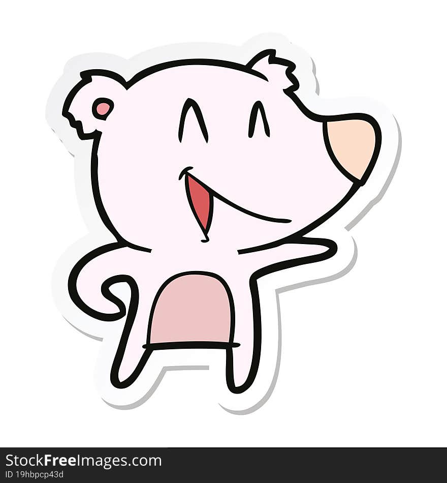 Sticker Of A Laughing Bear Cartoon