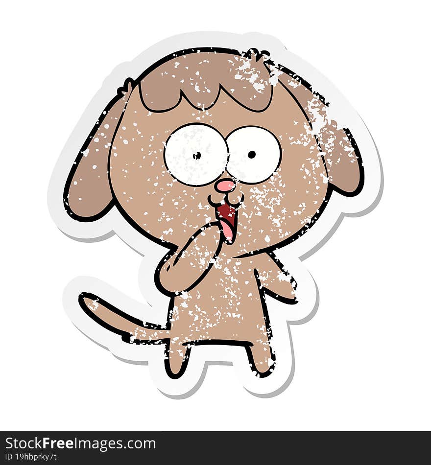 distressed sticker of a cute cartoon dog