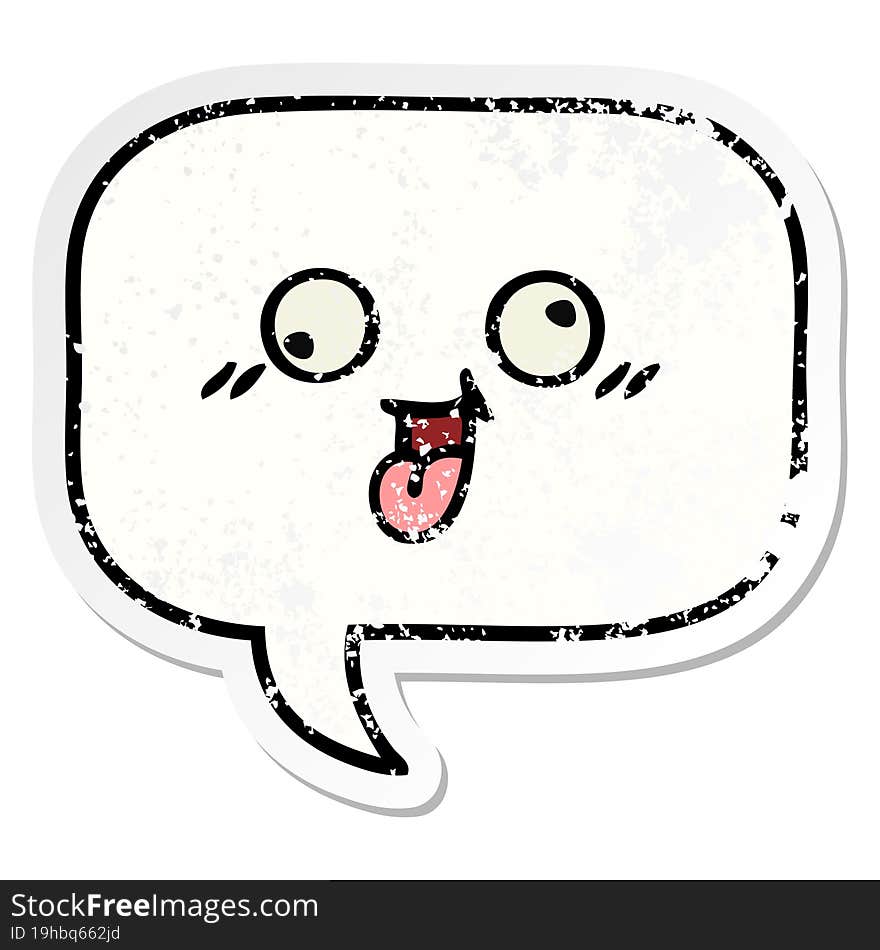 distressed sticker of a cute cartoon speech bubble