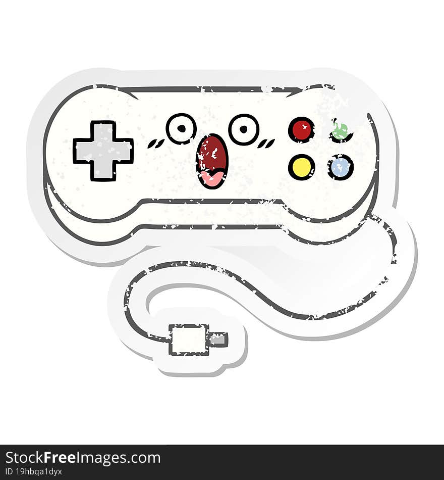 distressed sticker of a cute cartoon game controller