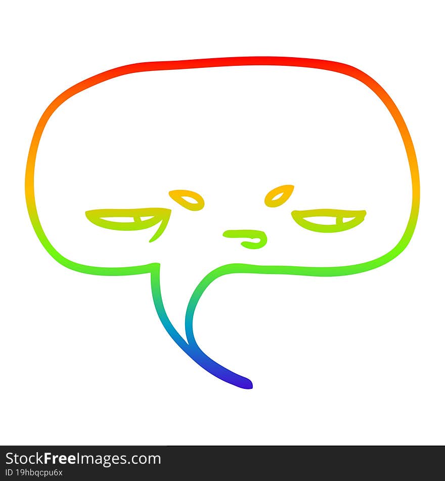 rainbow gradient line drawing cartoon speech bubble with face