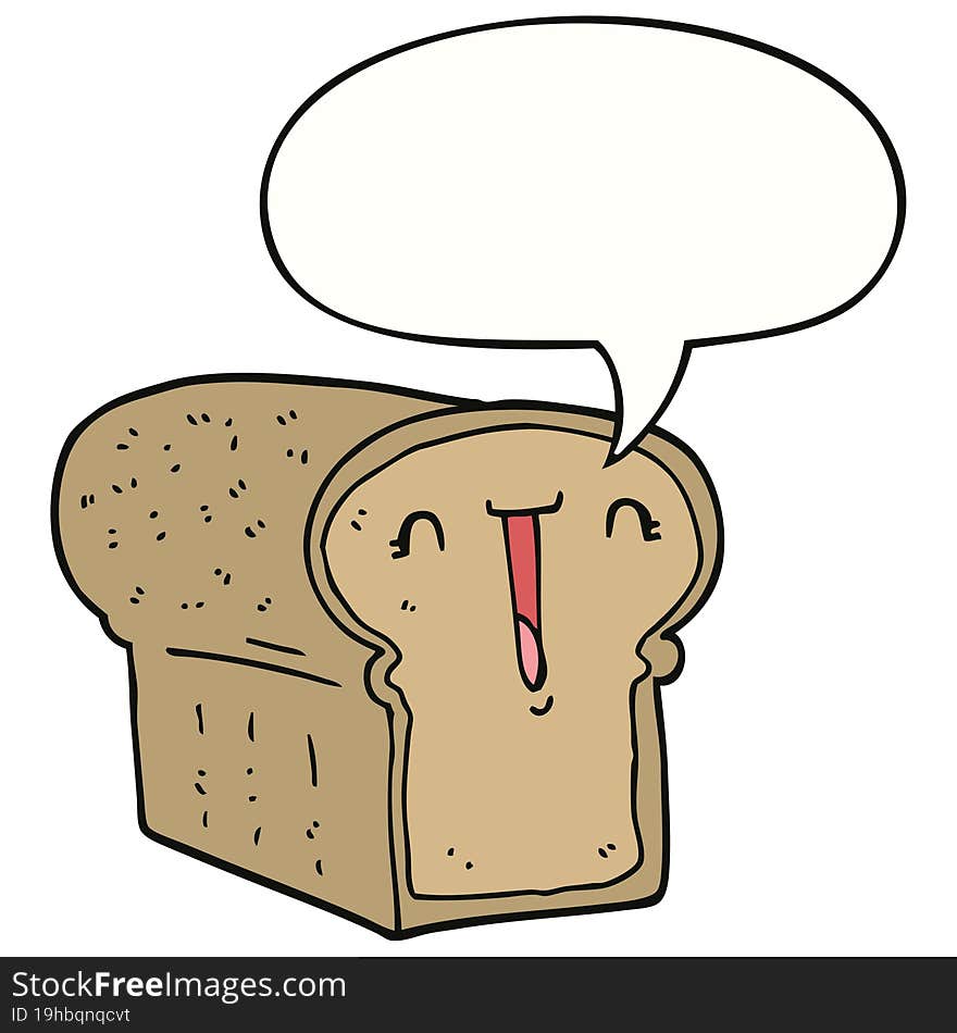 cute cartoon loaf of bread with speech bubble