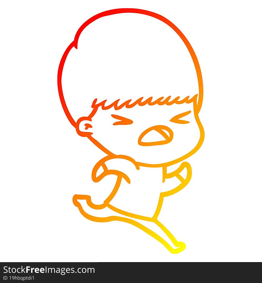 warm gradient line drawing cartoon stressed man