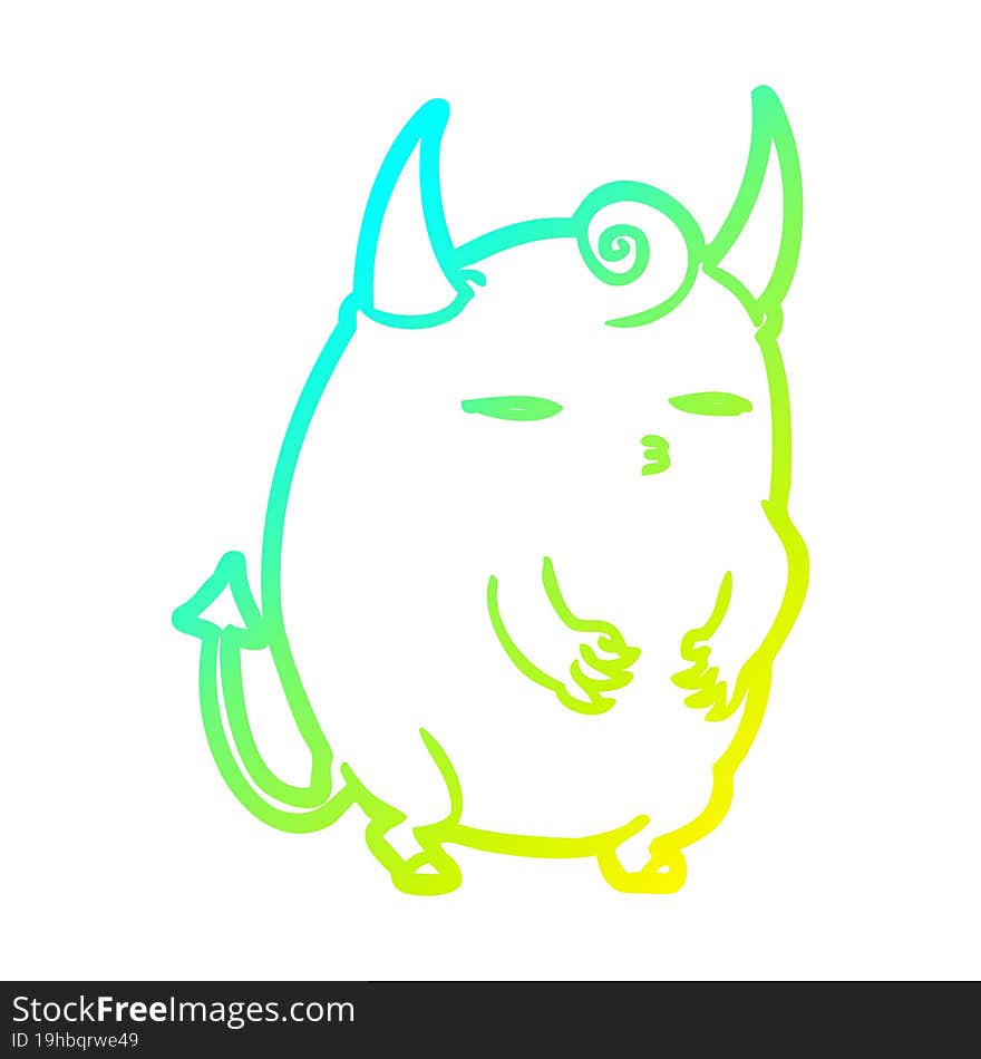 cold gradient line drawing of a fat little halloween devil