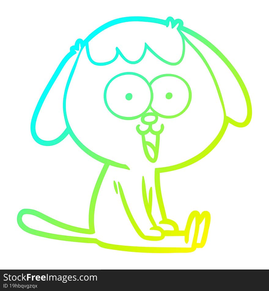 Cold Gradient Line Drawing Cute Cartoon Dog