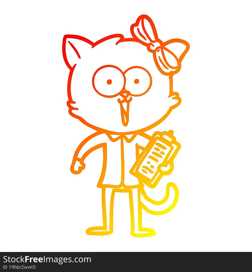 warm gradient line drawing cartoon cat