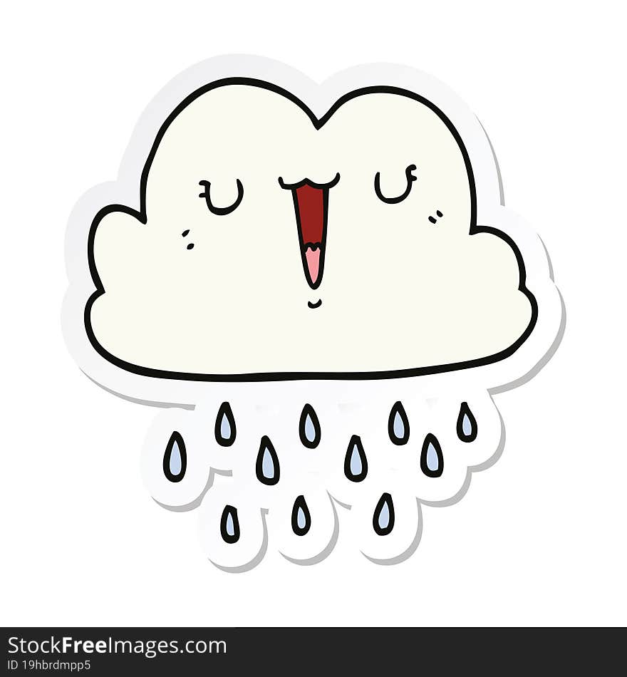 Sticker Of A Cartoon Storm Cloud