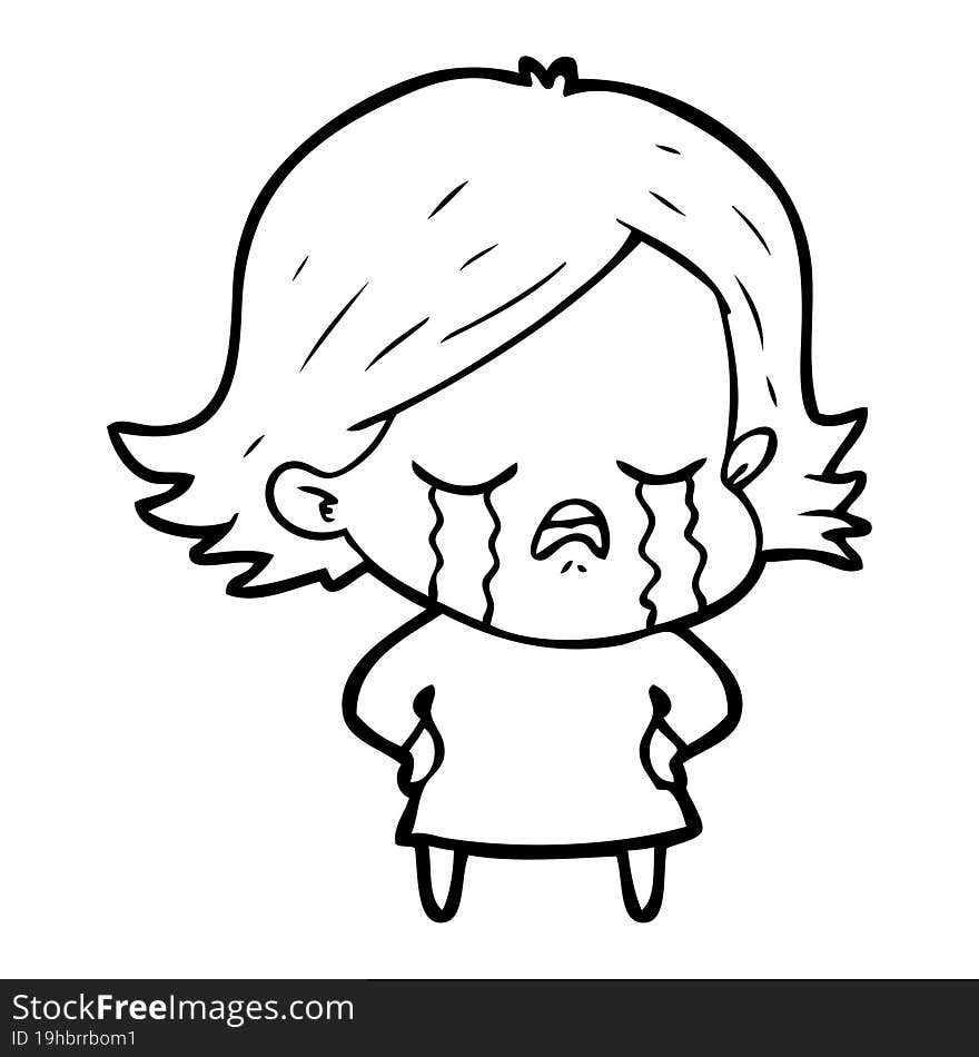 cartoon girl crying. cartoon girl crying