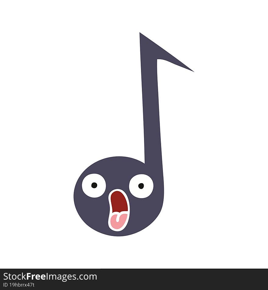 Flat Color Retro Cartoon Musical Note