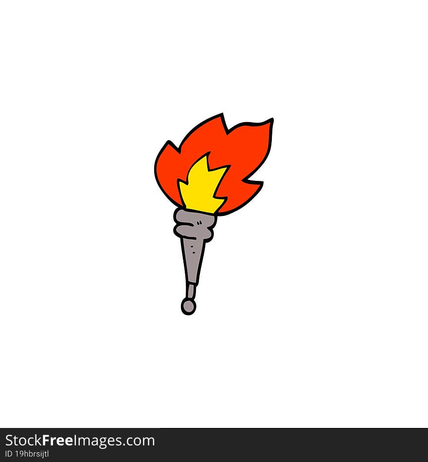 cartoon doodle flaming torch