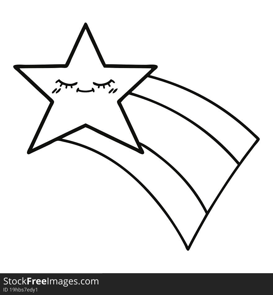 line drawing cartoon shooting rainbow star