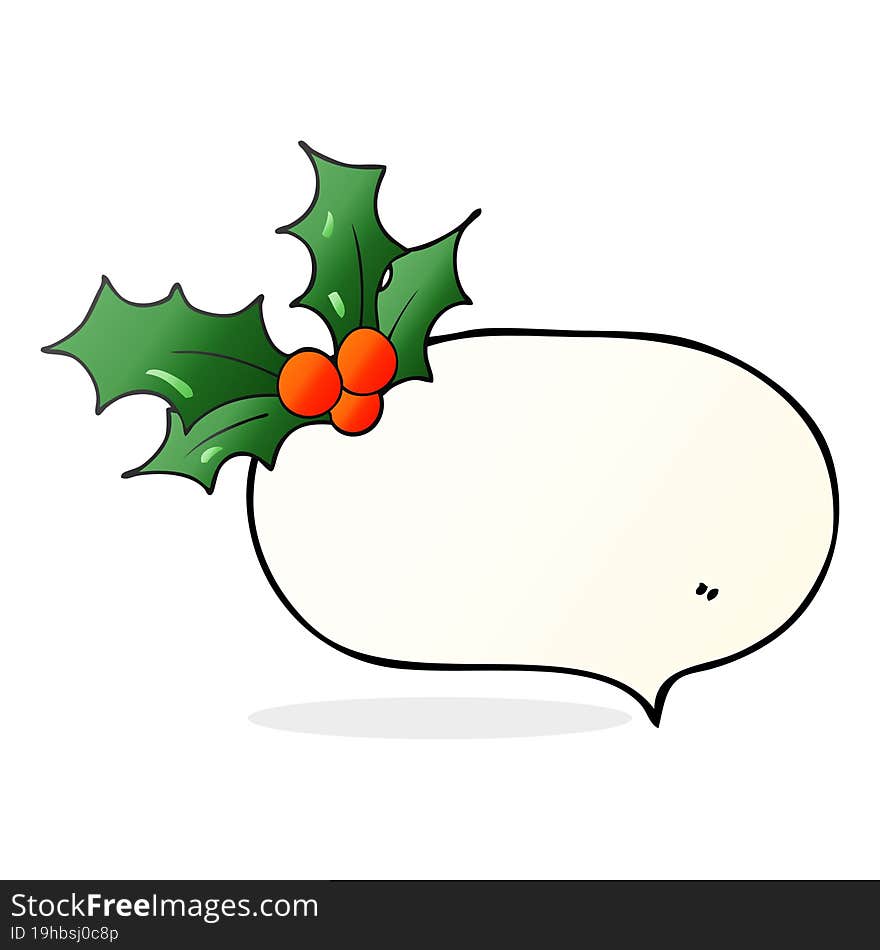 speech bubble cartoon christmas holly