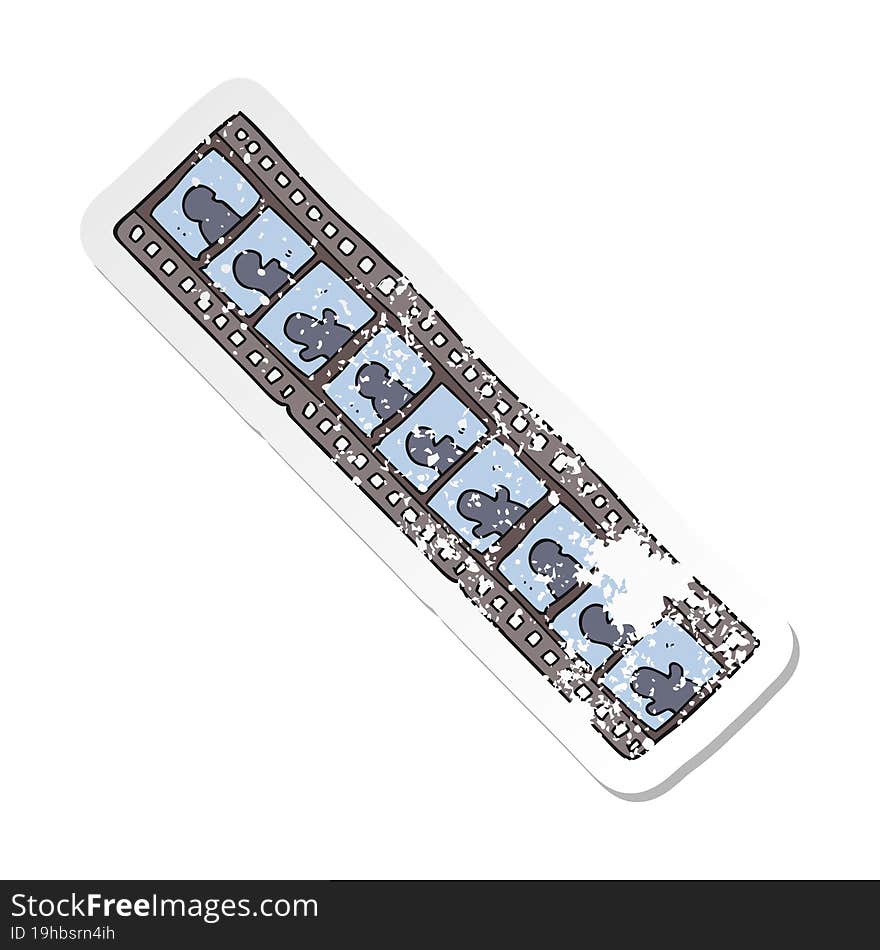 retro distressed sticker of a cartoon film strip